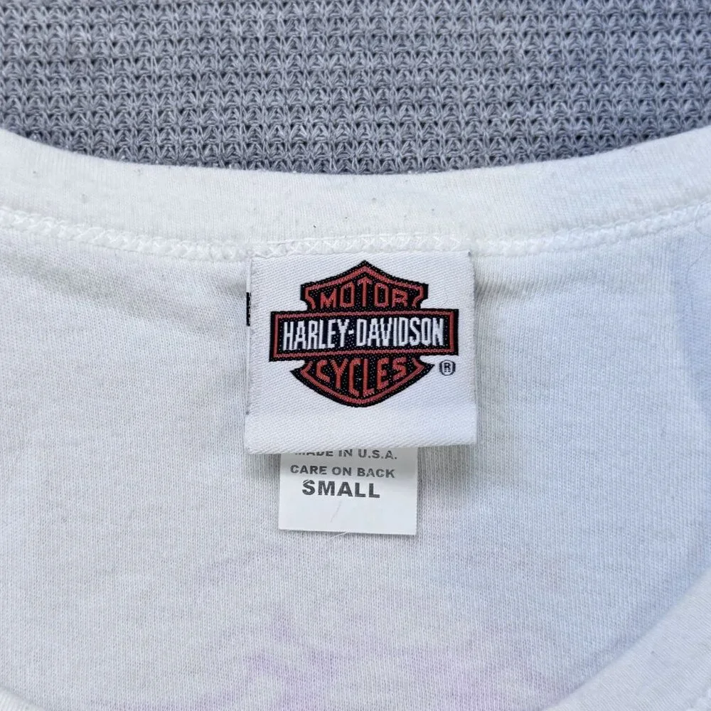 Harley-Davidson Womens White Sturgis 2007 T-Shirt Pink Rhinestone Logo Size S - Picture 9 of 15